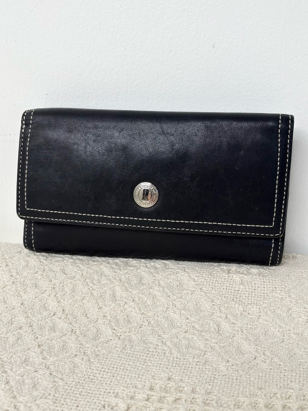 PROJECT Y2K Coach Hampton Leather Wallet F42982 Black Long Wallet